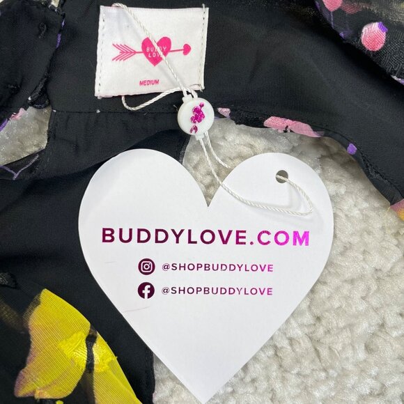 Buddy Love Pepper Enchanted Halter Maxi Dress Lined Black Purple NEW - Picture 6 of 15